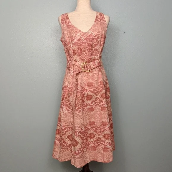 Tapemeasure sleeveless tank dress. Dusty pi - Picture 1 of 5